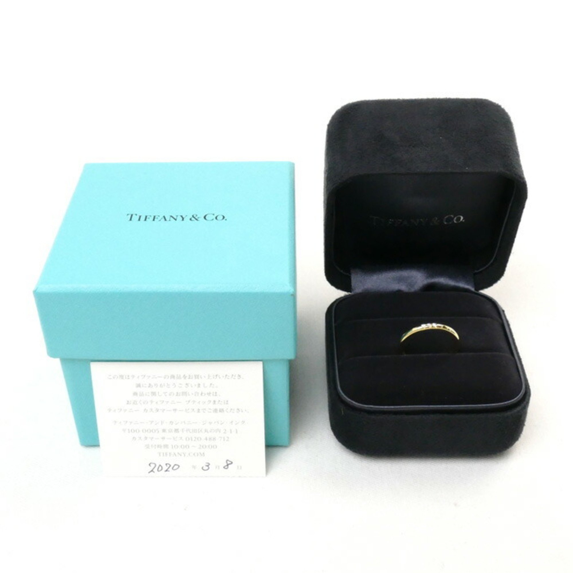 TIFFANY&Co. Tiffany K18YG Yellow Gold Classic Band 3P Diamond Ring 61001522 Size 8 2.4g Women's