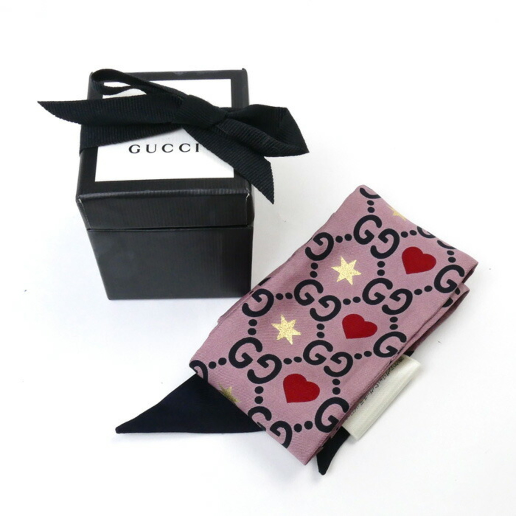 GUCCI GG/Heart Pattern Scarf Muffler Pink 609702 3G001 Women's