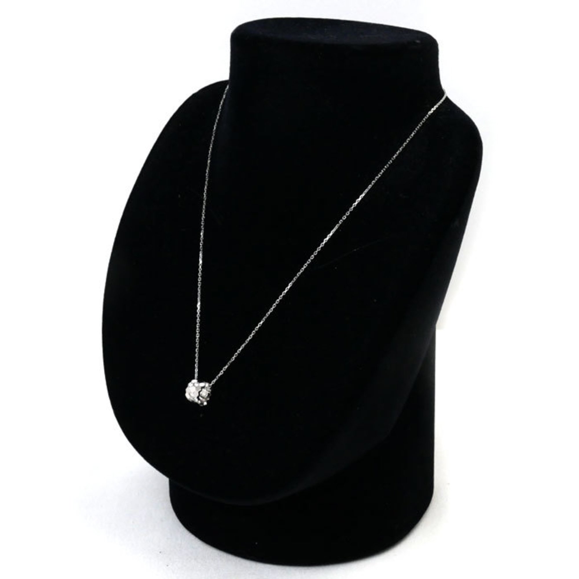 Chaumet K18WG White Gold Be My Love Honeycomb Small Diamond Necklace 085158 4.5g 38-40-42cm Women's