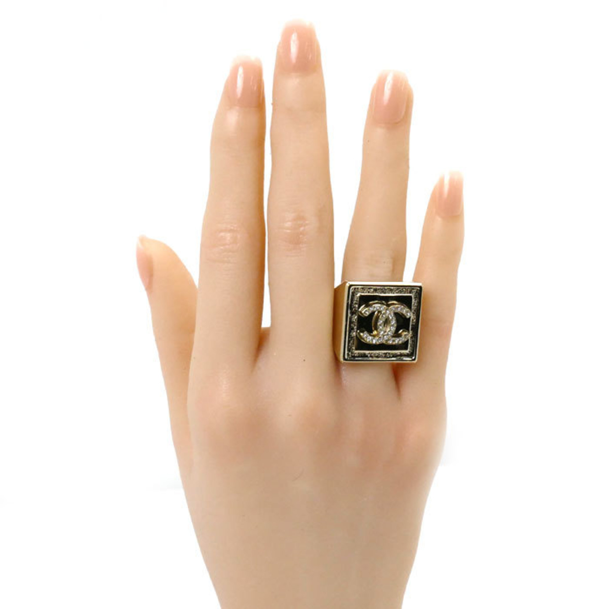 CHANEL Metal Coco Mark Square Ring ABA238 B10374 Size 12 23.6g Women's