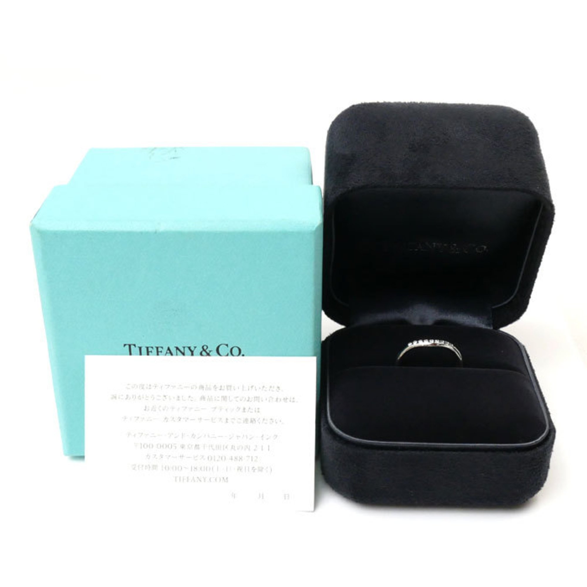 TIFFANY&Co. Tiffany Pt950 Platinum Curved Band Diamond Ring, Diamond, Size 7.5, 3.6g, Women's