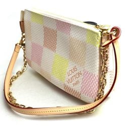 LOUIS VUITTON Louis Vuitton Pochette Accessoires Shoulder Bag Damierious Peach Pink N40642 IC Chip Women's