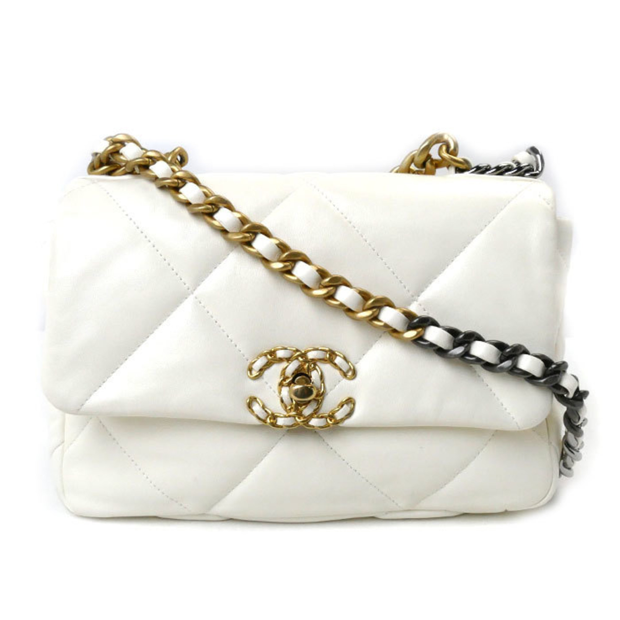 CHANEL Chanel 19 Chain Shoulder Bag White Cream AS1160 Women's