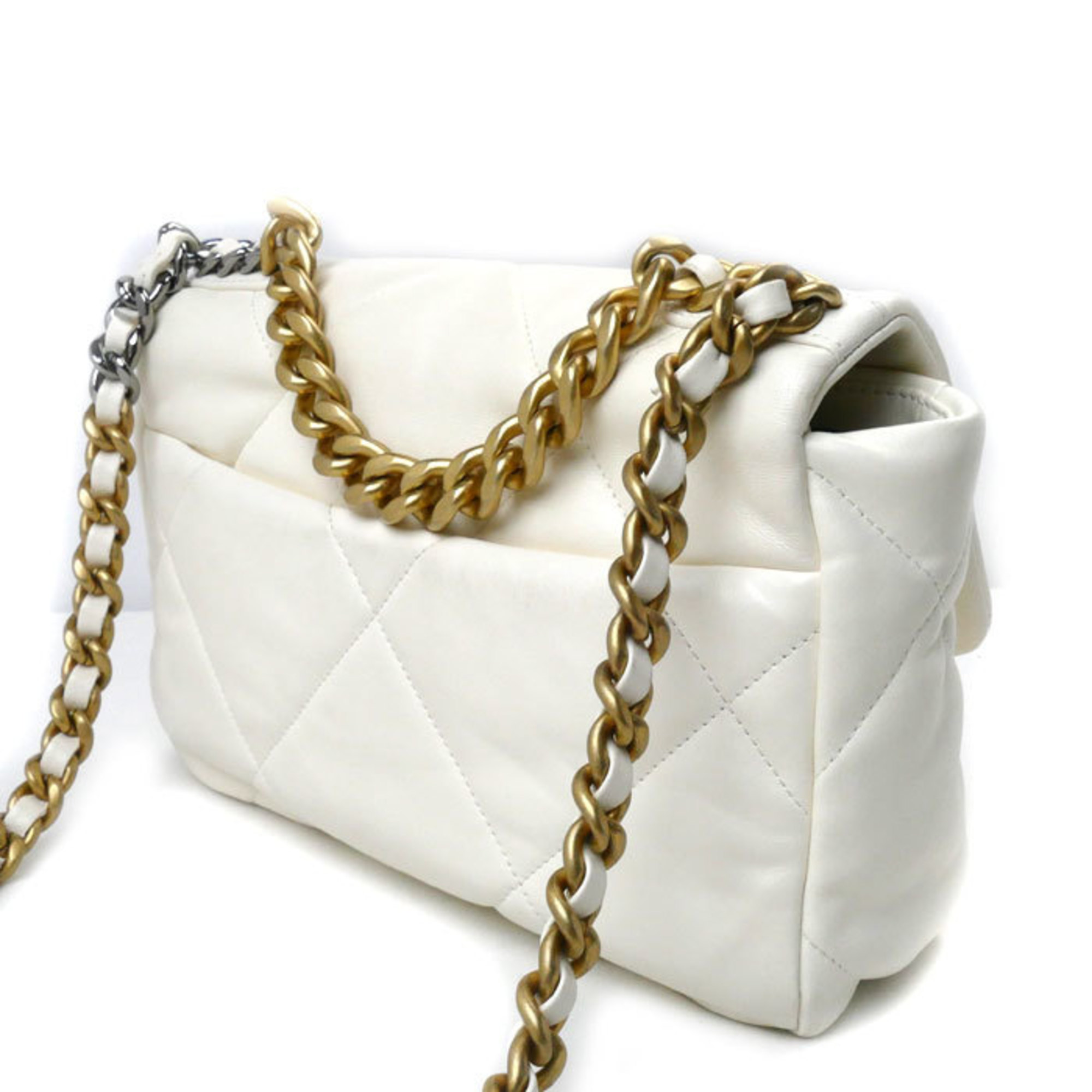 CHANEL Chanel 19 Chain Shoulder Bag White Cream AS1160 Women's