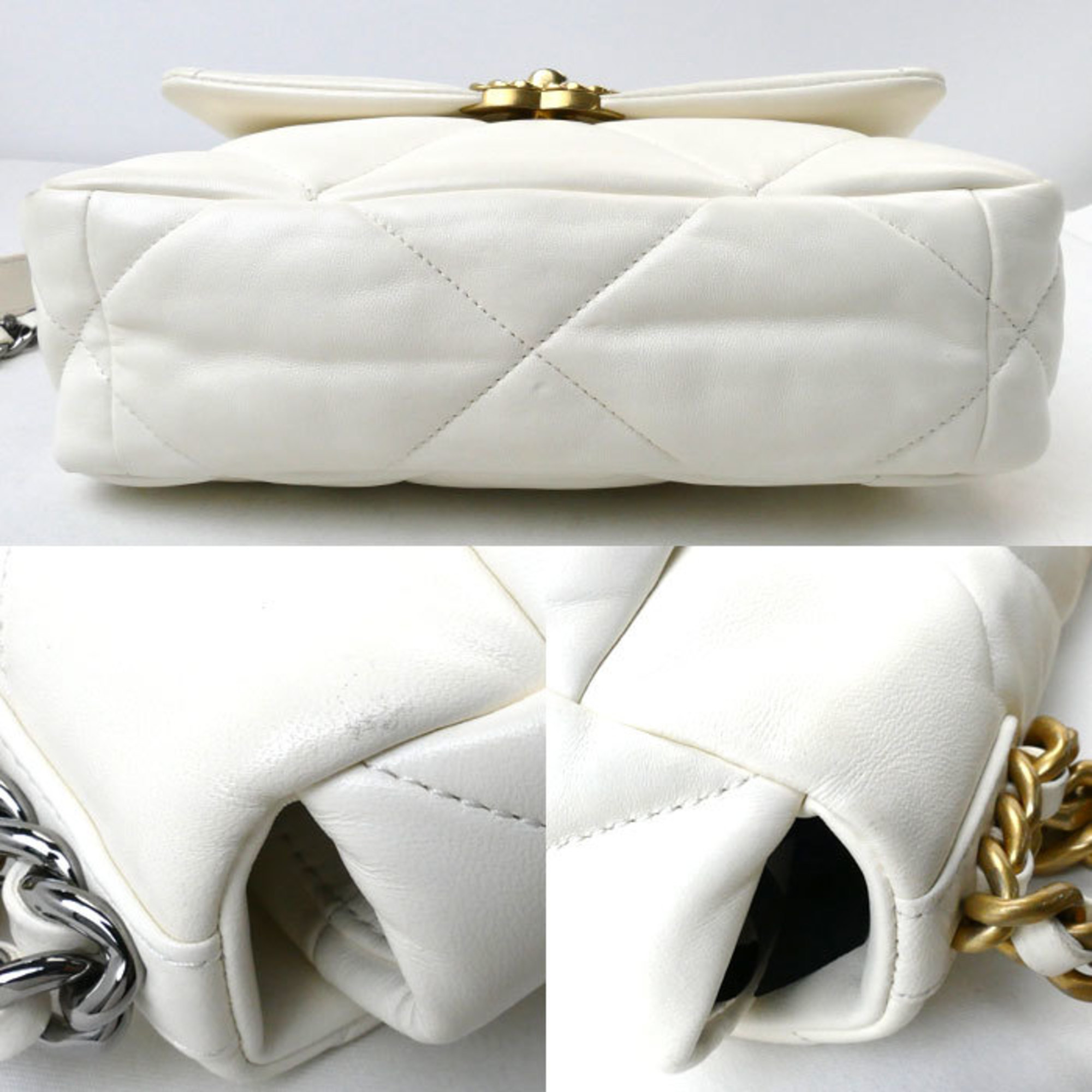 CHANEL Chanel 19 Chain Shoulder Bag White Cream AS1160 Women's