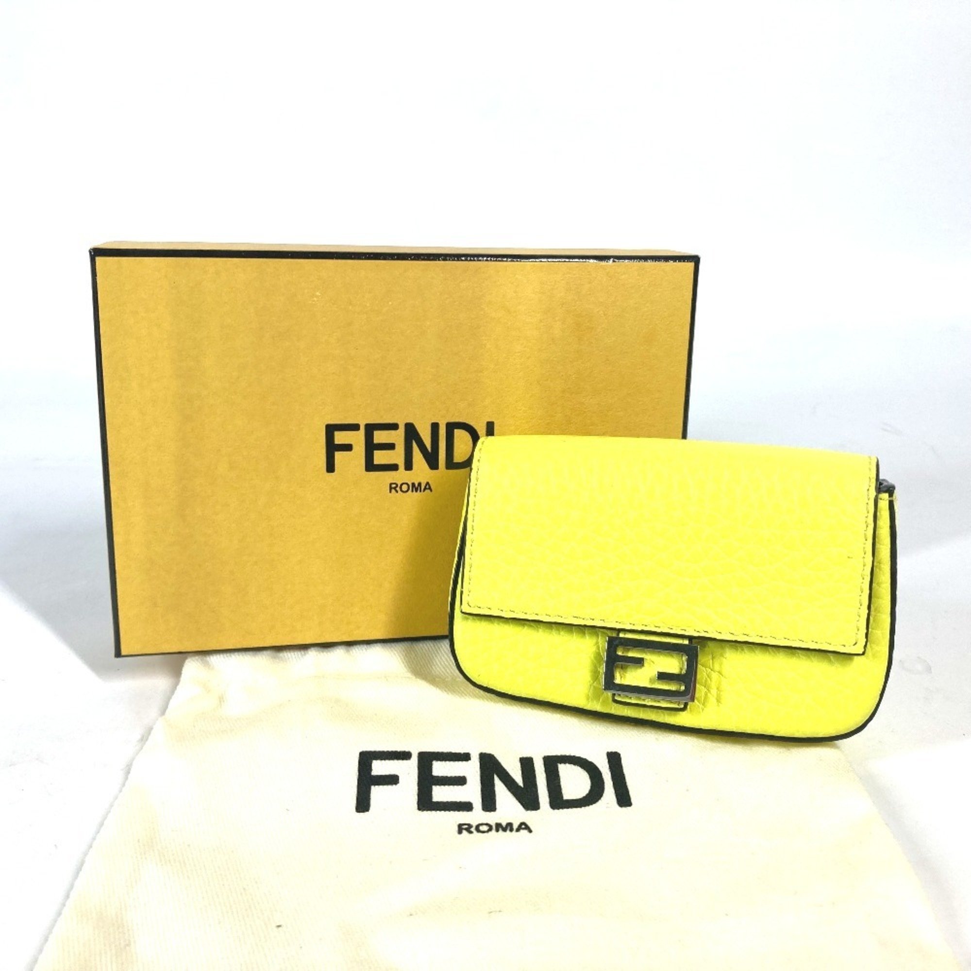 FENDI 7AR763 Bucket-shaped Nano Bucket Bag Charm Keychain Leather Women's Yellow