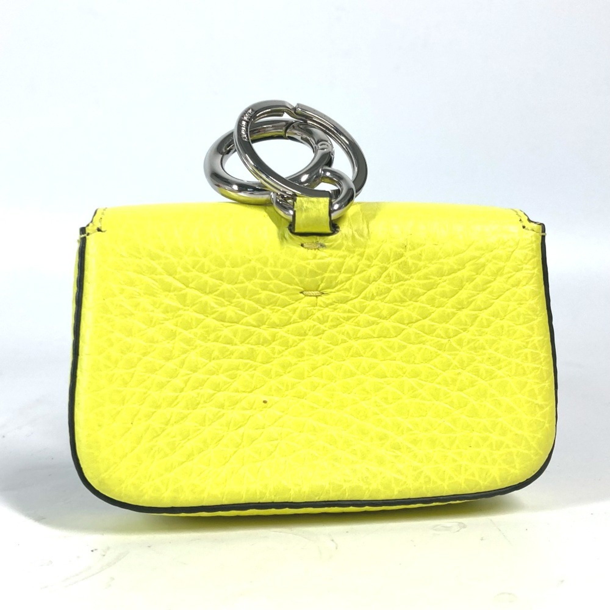 FENDI 7AR763 Bucket-shaped Nano Bucket Bag Charm Keychain Leather Women's Yellow