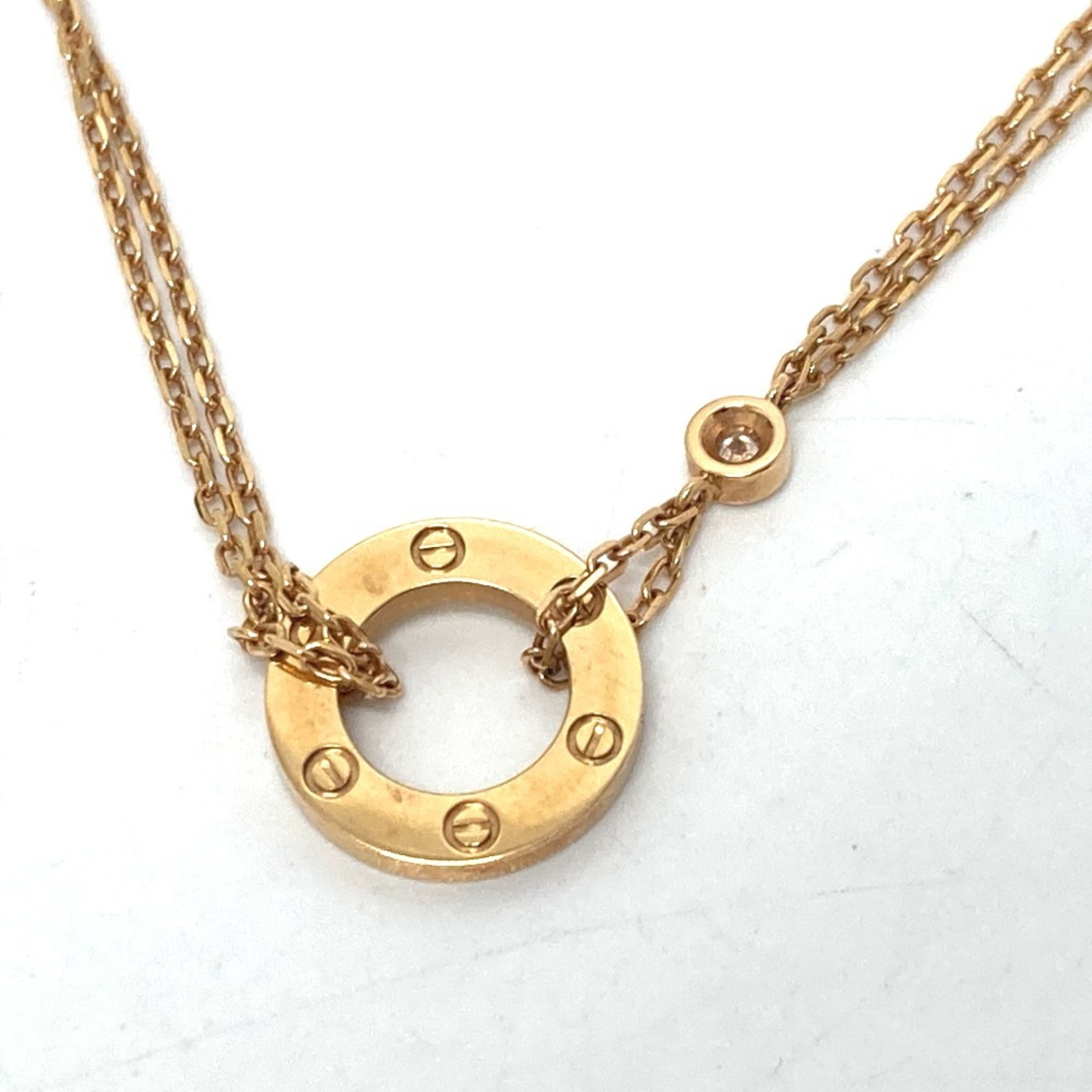 CARTIER Cartier Love Circle Diamond Necklace Accessory K18PG Ladies Gold