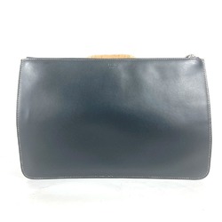 FENDI 7N0078 Pouch Zucca Clutch Bag Leather Men's Black