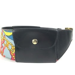 CELINE Wide Belt with Scarf Pattern Waist Bag Leather Silk Women's Black