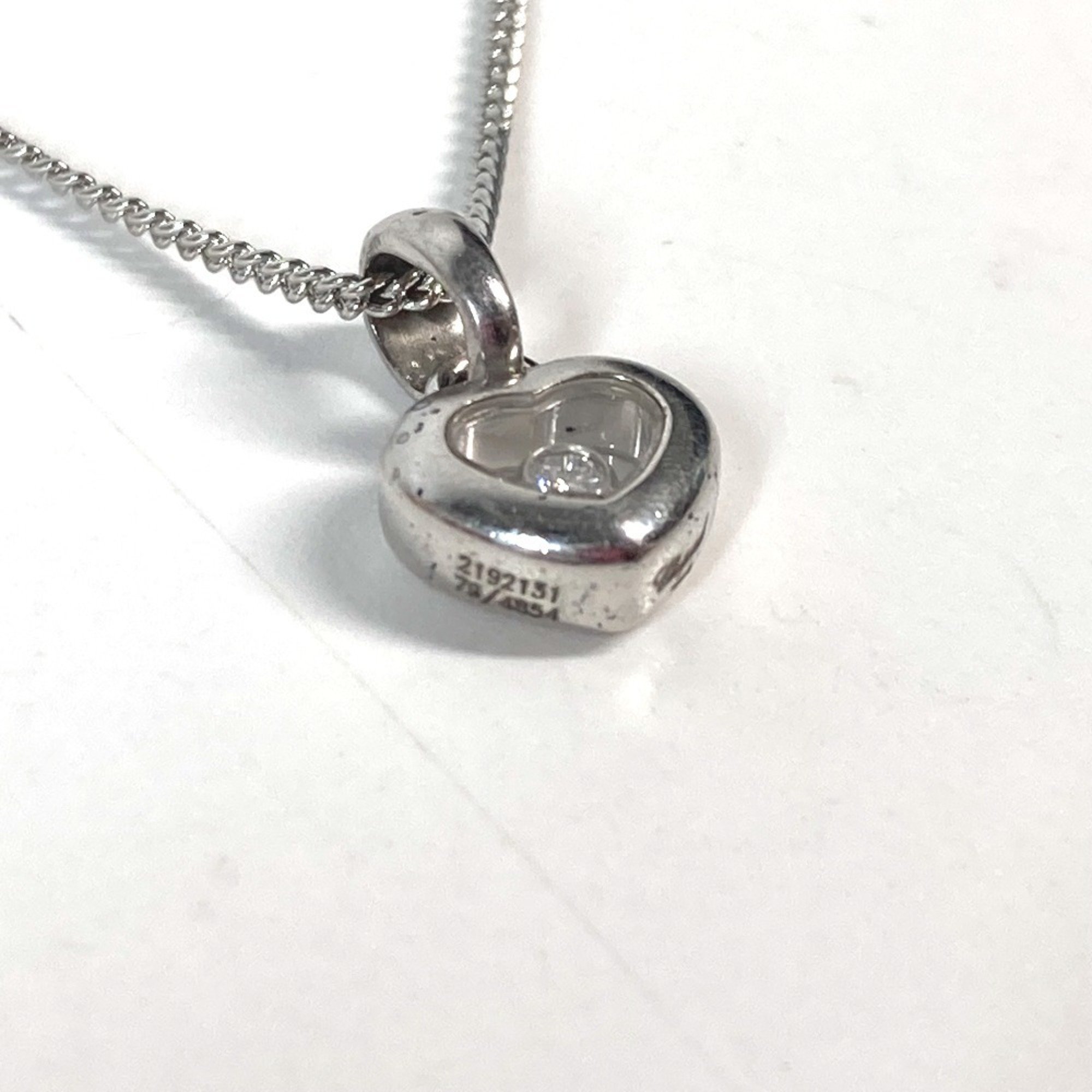 Chopard Heart Happy Diamond Necklace Chain Pendant Top K18WG Women's Silver