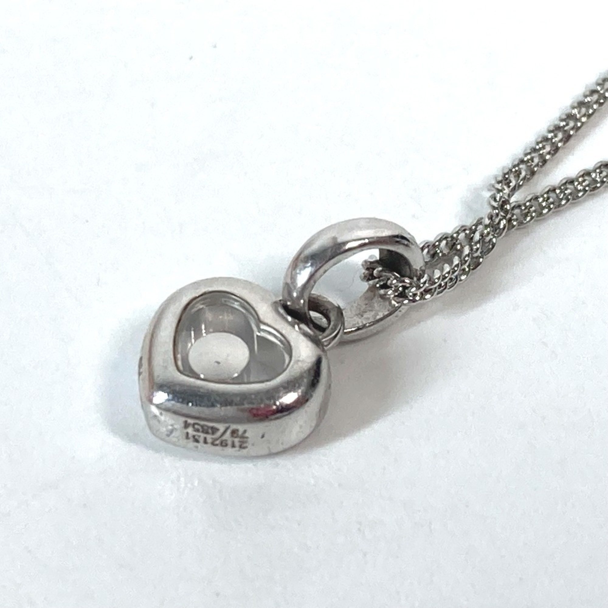 Chopard Heart Happy Diamond Necklace Chain Pendant Top K18WG Women's Silver