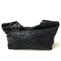 CHANEL Coco Cabas PM Chain Shoulder Bag Tote Patent Leather Women's Black