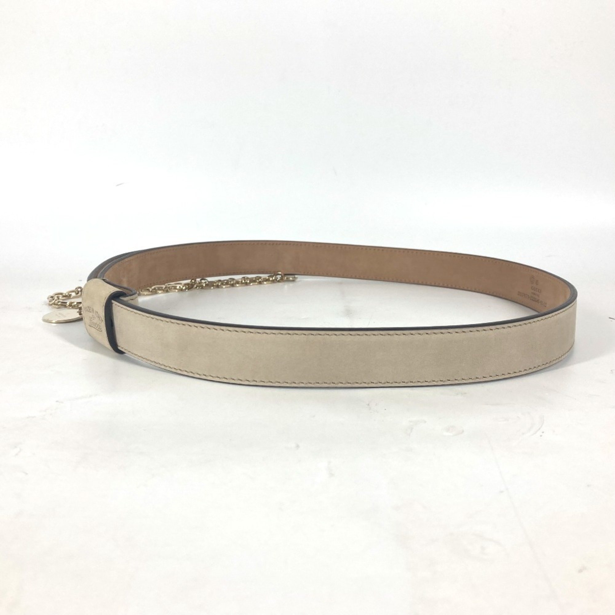 GUCCI 307971 W Chain Belt Suede Women's Beige