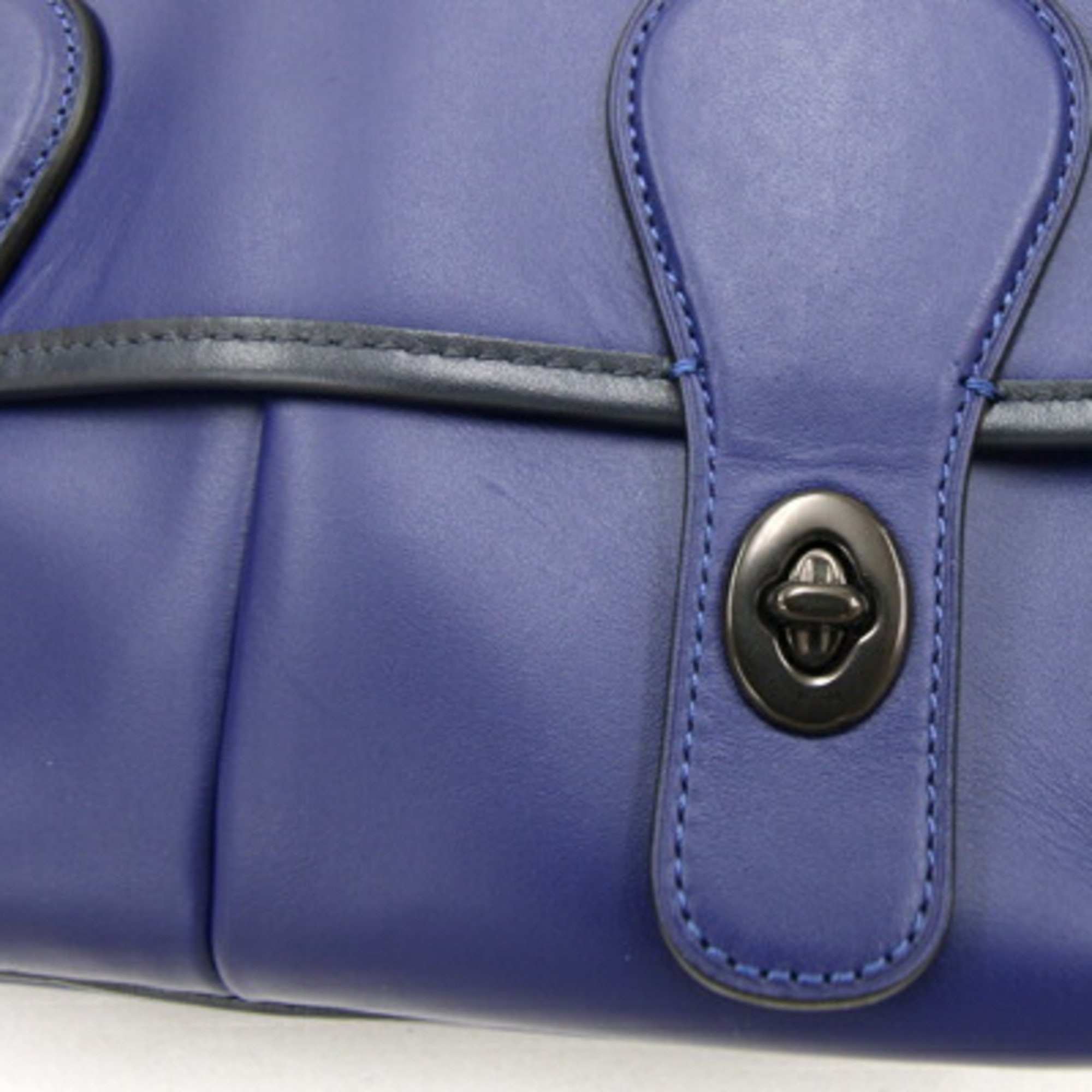 Coach Shoulder Bag Heritage Map C2907 Navy Blue Leather Men's Women's Turnlock COACH