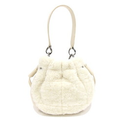 Chanel handbag ivory wool fur leather coco mark tassel bag women's CHANEL