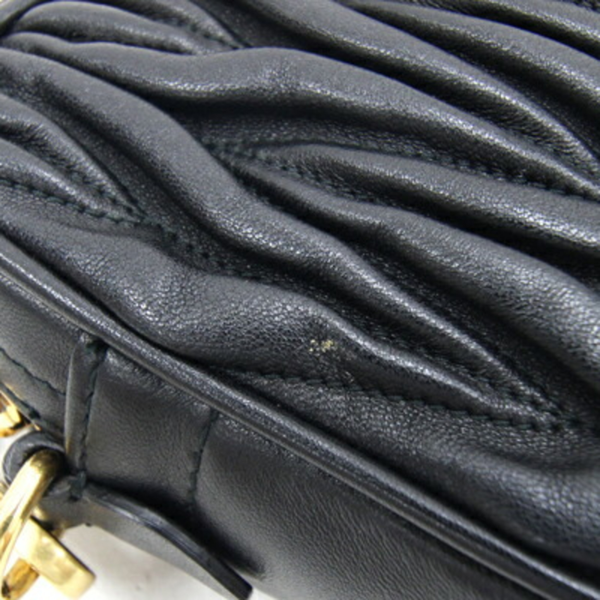 Miu Miu Miu Shoulder Bag Matelasse 5NF011 Black Leather Pochette Chain Women's MIUMIU