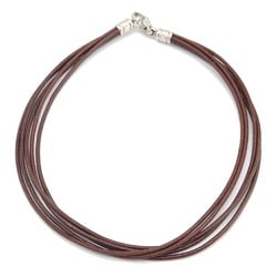 BVLGARI 5-row choker necklace in dark brown leather and metal for men women