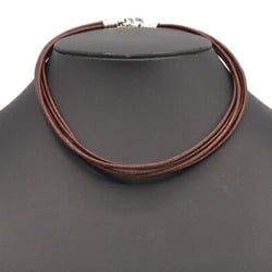 BVLGARI 5-row choker necklace in dark brown leather and metal for men women