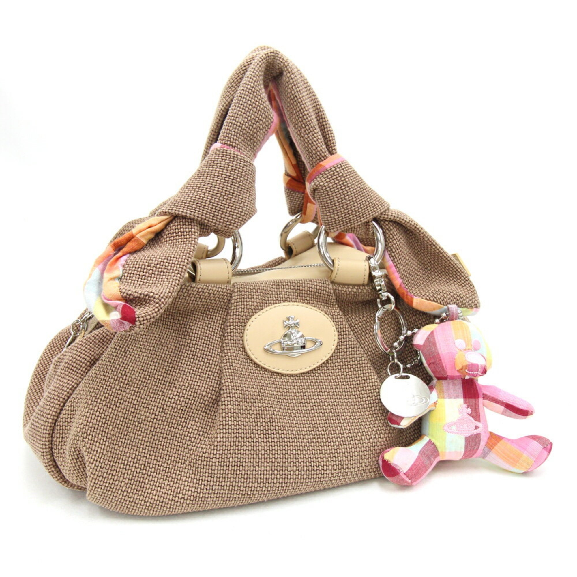 Vivienne Westwood Handbag Brown Canvas Boston Bag Bear Women's