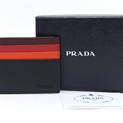 Prada Card Case 2MC101 Black Leather Holder Pass Men's PRADA