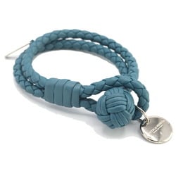 Bottega Veneta Bracelet Intrecciato 113546 Green Blue Leather Bangle for Women and Men BOTTEGA VENETA