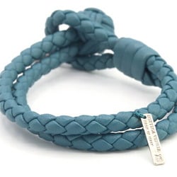 Bottega Veneta Bracelet Intrecciato 113546 Green Blue Leather Bangle for Women and Men BOTTEGA VENETA