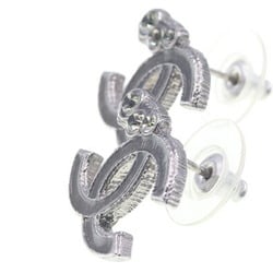 Chanel Earrings Coco Mark Gunmetallic Metal Rhinestone 12A 2012 Model Year Women's CHANEL