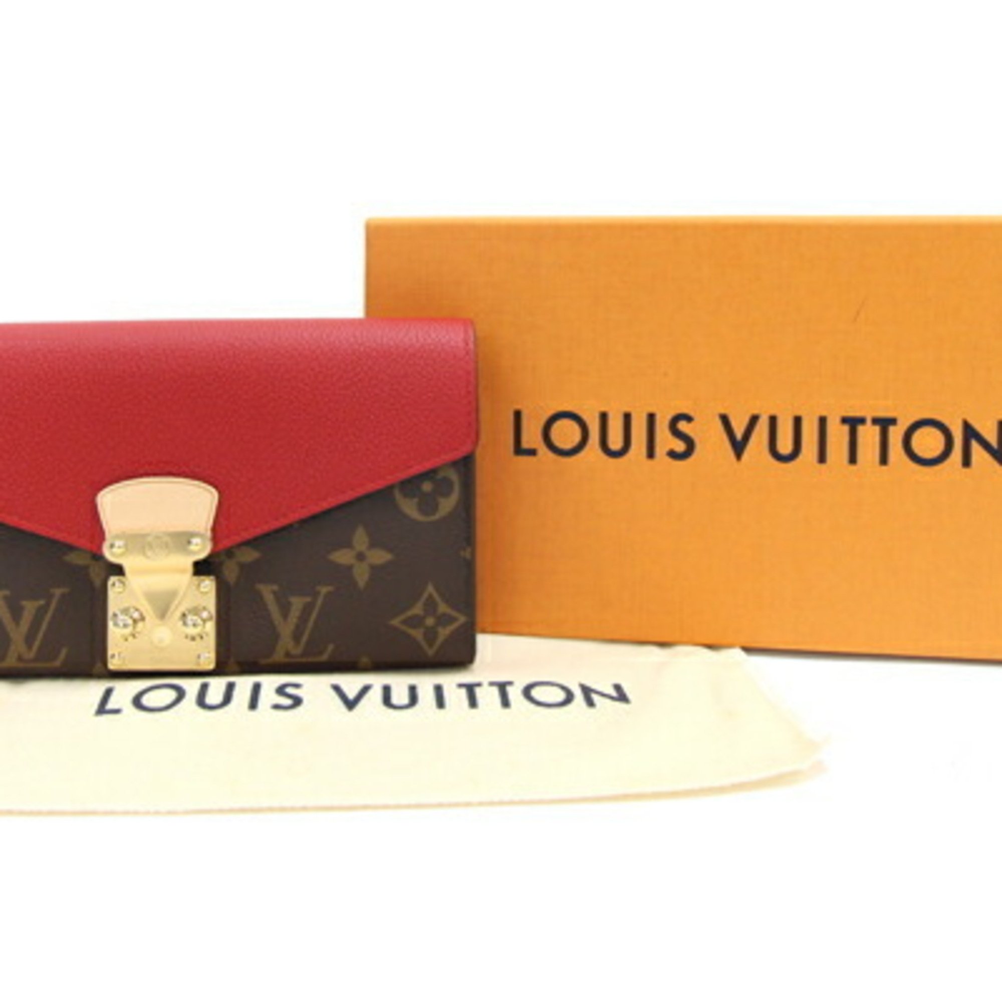 Louis Vuitton Bi-fold Long Wallet Monogram Portefeuille Pallas M58414 Cerise Red Women's LOUIS VUITTON