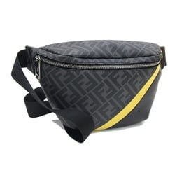 FENDI Waist Bag Diagonal Belt 7V34 Grey PVC Leather Body Men's FF Pattern Pouch