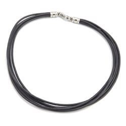 BVLGARI 5-row choker, black leather and metal necklace, for women men,