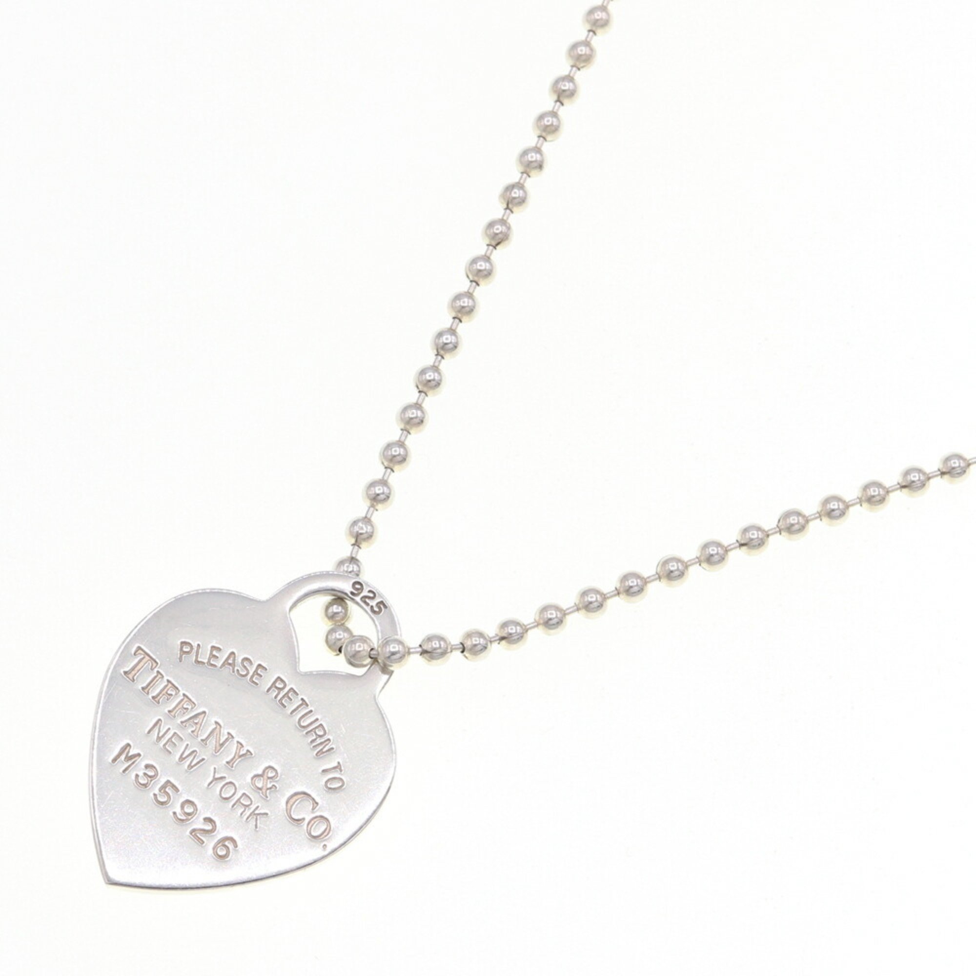 Tiffany Necklace Return to Heart Tag SV Sterling Silver 925 Pendant Long Ball Chain Women's TIFFANY & CO