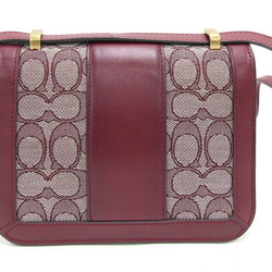 Coach Shoulder Bag Signature Ally C3760 Burgundy Black Cherry Canvas Leather Pochette Women's COACH