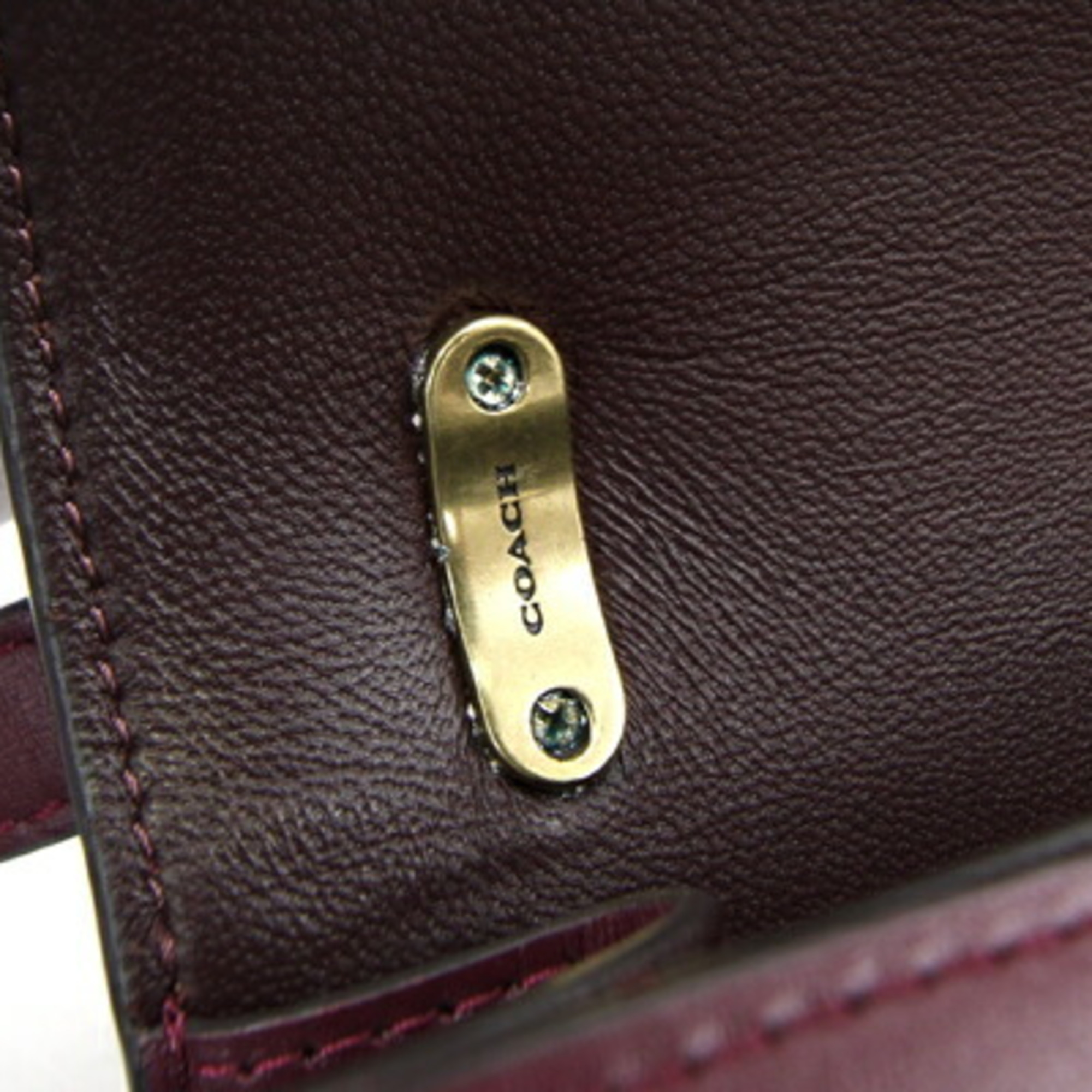 Coach Shoulder Bag Signature Ally C3760 Burgundy Black Cherry Canvas Leather Pochette Women's COACH