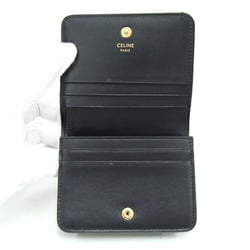 CELINE Bi-fold Wallet Triomphe Compact 10K623DPV Black Shiny Calfskin Women's