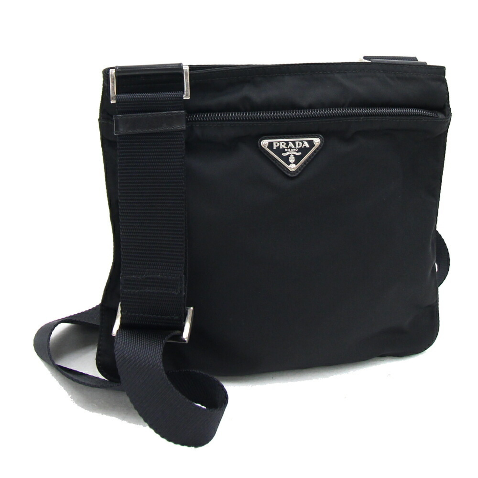 Prada Shoulder Bag BT0420 Black Nylon Leather Crossbody Women Men PRADA