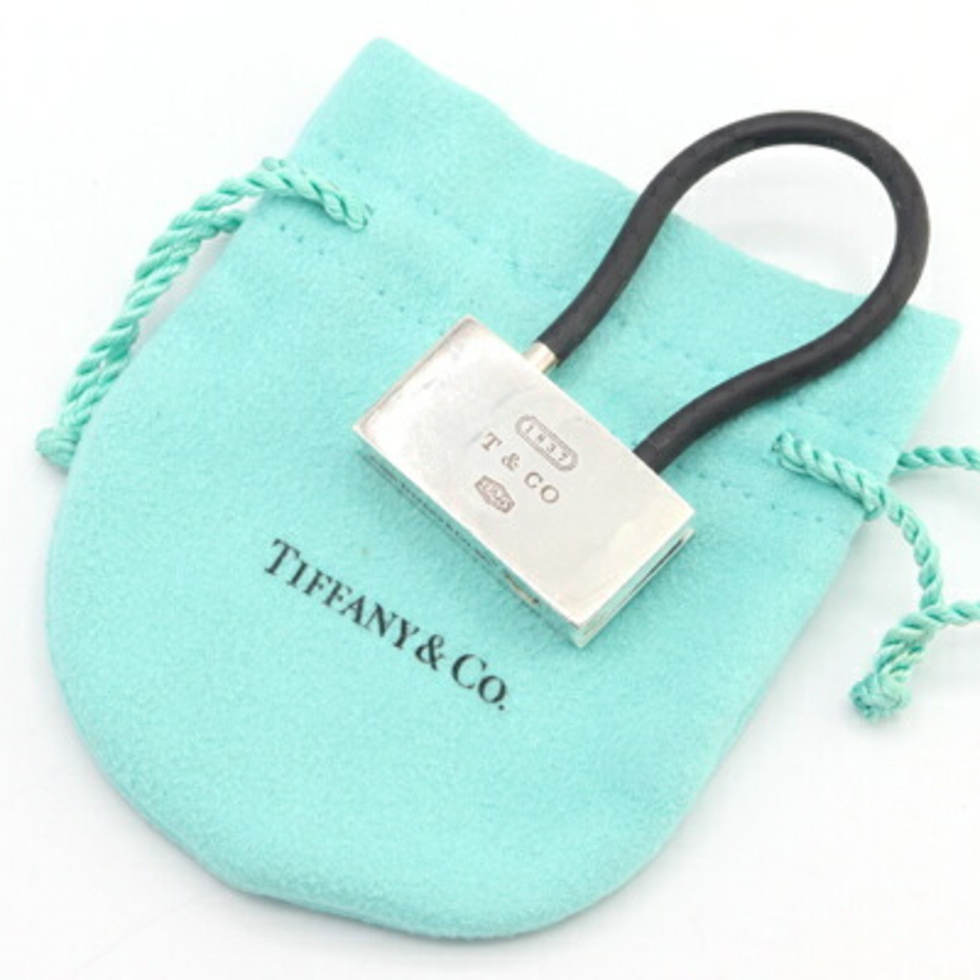 Tiffany Key Ring 1837 SV Sterling Silver 925 Rubber Holder Keys Women Men TIFFANY & CO