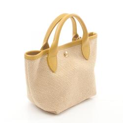 Longchamp Le Pliage Paris XS Saint-Tropez Handbag Bag Leather Raffia Women's Beige Yellow 10162HYT452