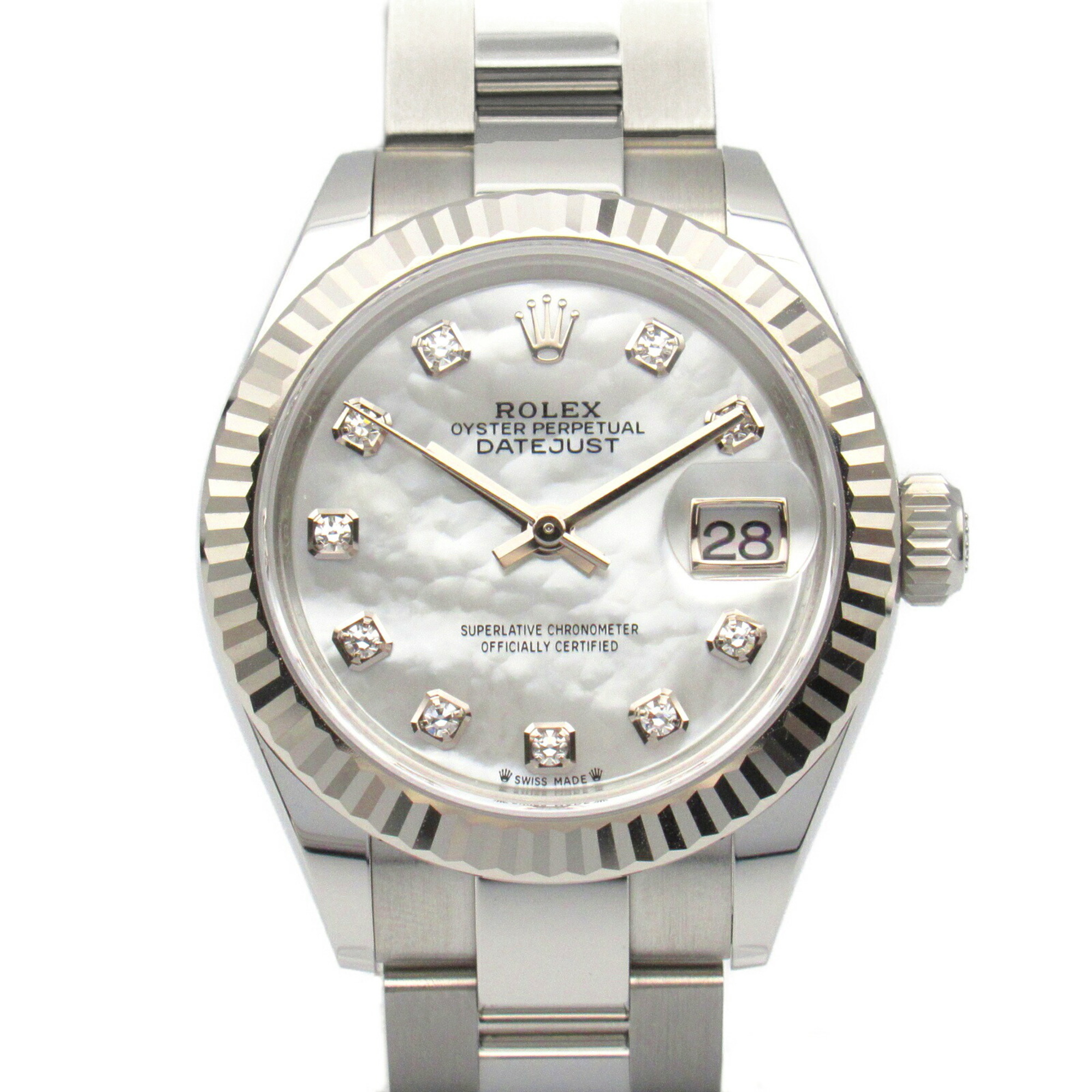 Rolex ROLEX Datejust 28 Random Number Wristwatch K18WG (White Gold) Stainless Steel Ladies White WH Shell NP 279174NG