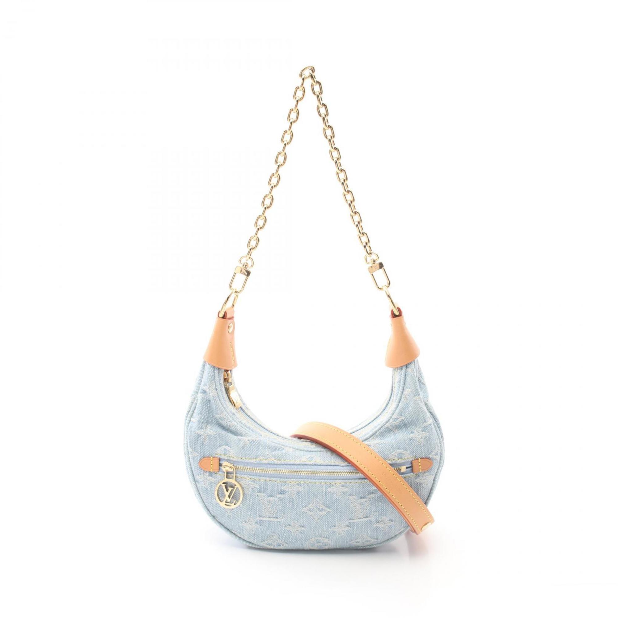 Louis Vuitton LOUIS VUITTON Loop Monogram Shoulder Bag Denim Leather Women's Blue M24846