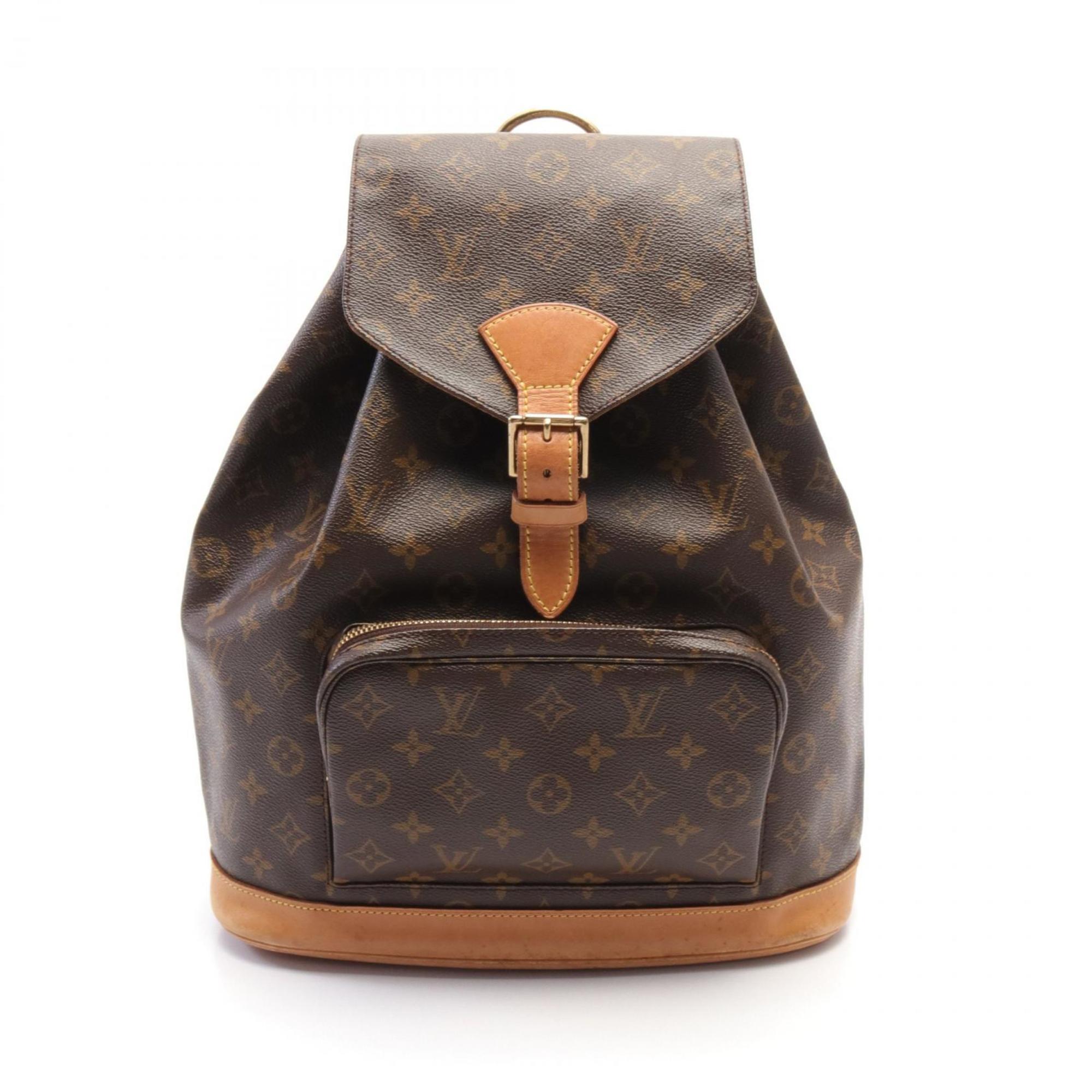 Louis Vuitton Montsouris GM Monogram Rucksack Backpack Bag Coated Canvas Leather Women's Brown M51135