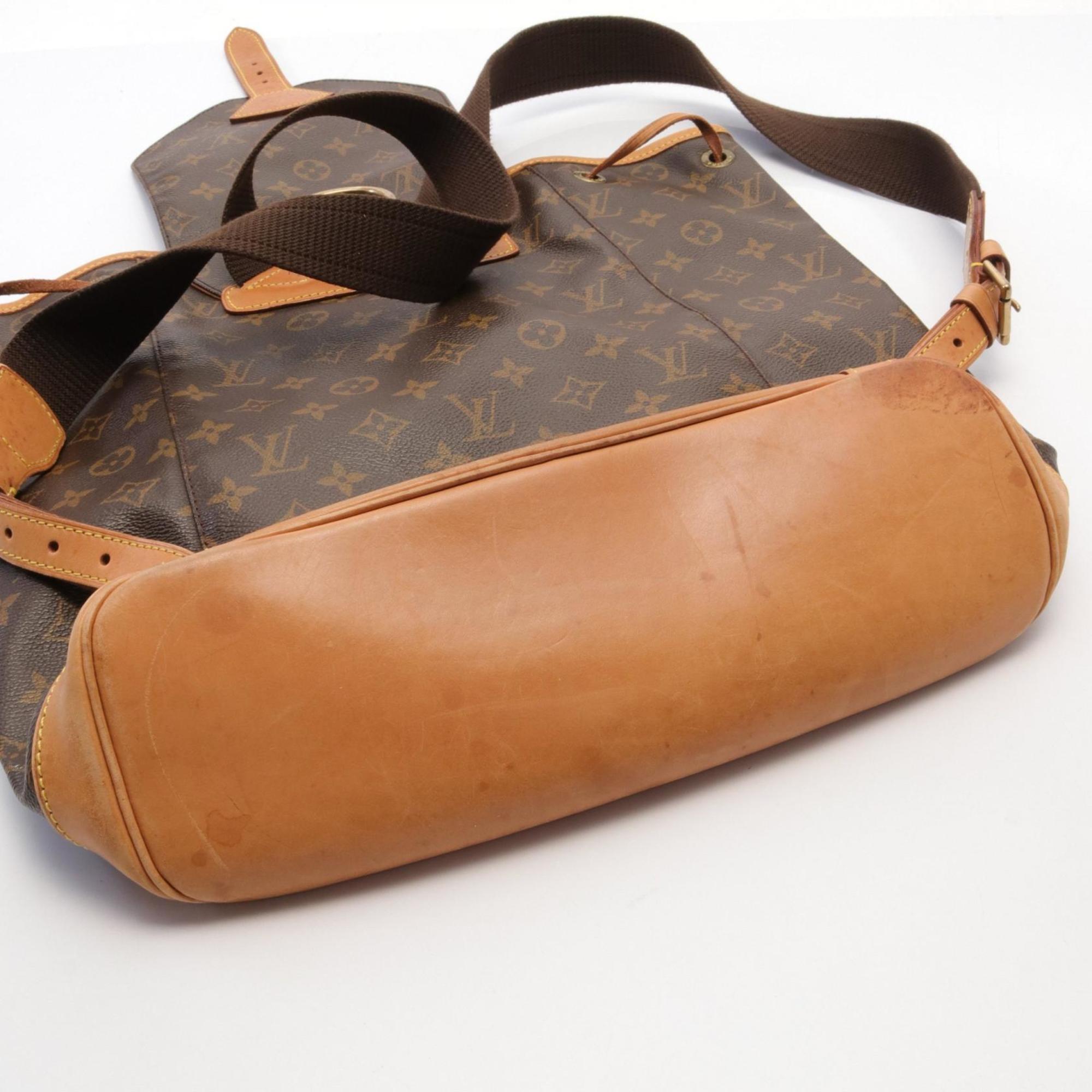 Louis Vuitton Montsouris GM Monogram Rucksack Backpack Bag Coated Canvas Leather Women's Brown M51135