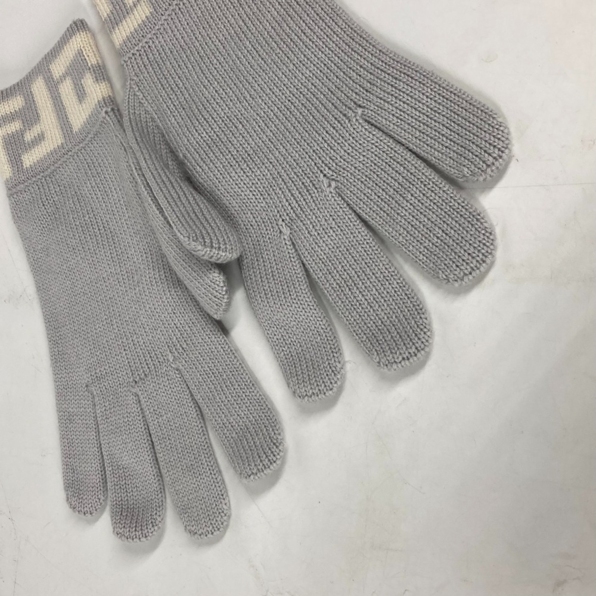 FENDI FF Gloves Wool Women's Grey