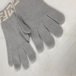 FENDI FF Gloves Wool Women's Grey