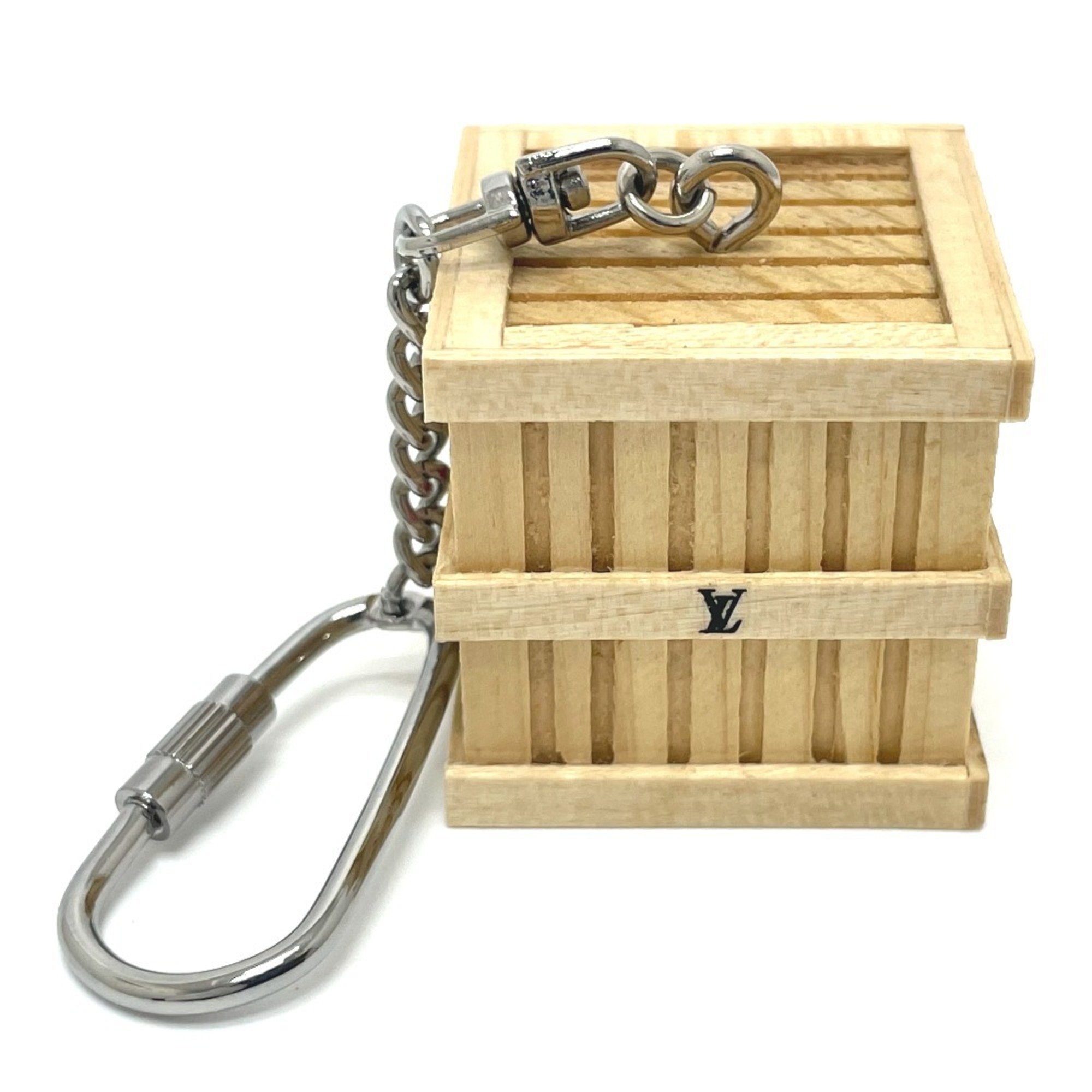 LOUIS VUITTON Louis Vuitton 2009 Limited Edition Charm Box Key Ring Accessory Holder Wood Men's Women's Beige