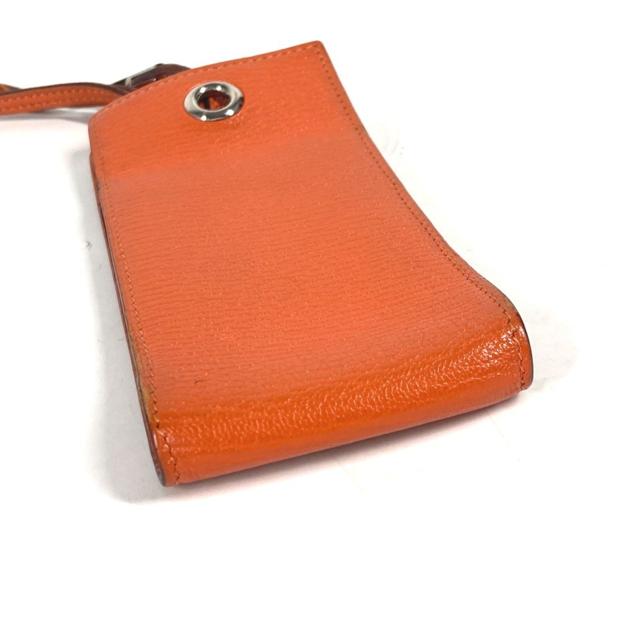 HERMES Vespa pouch with strap, leather, ladies, orange