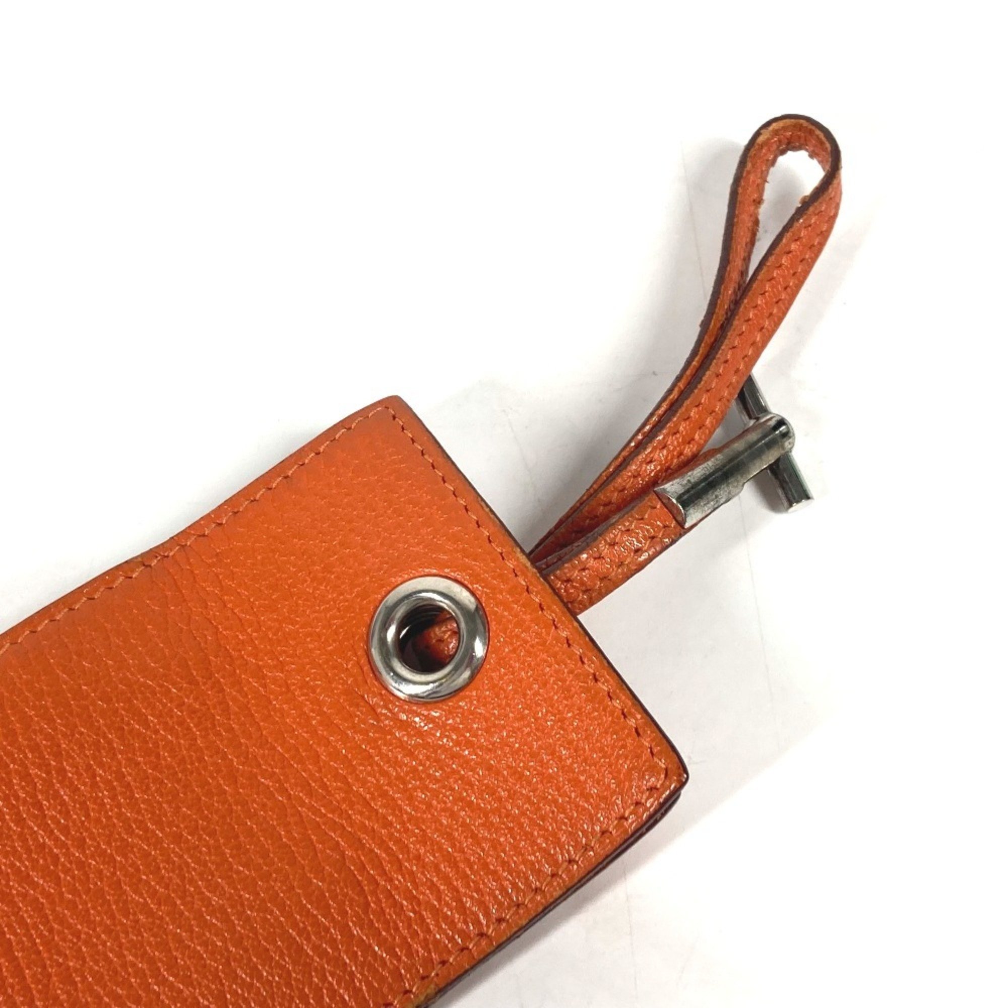 HERMES Vespa pouch with strap, leather, ladies, orange