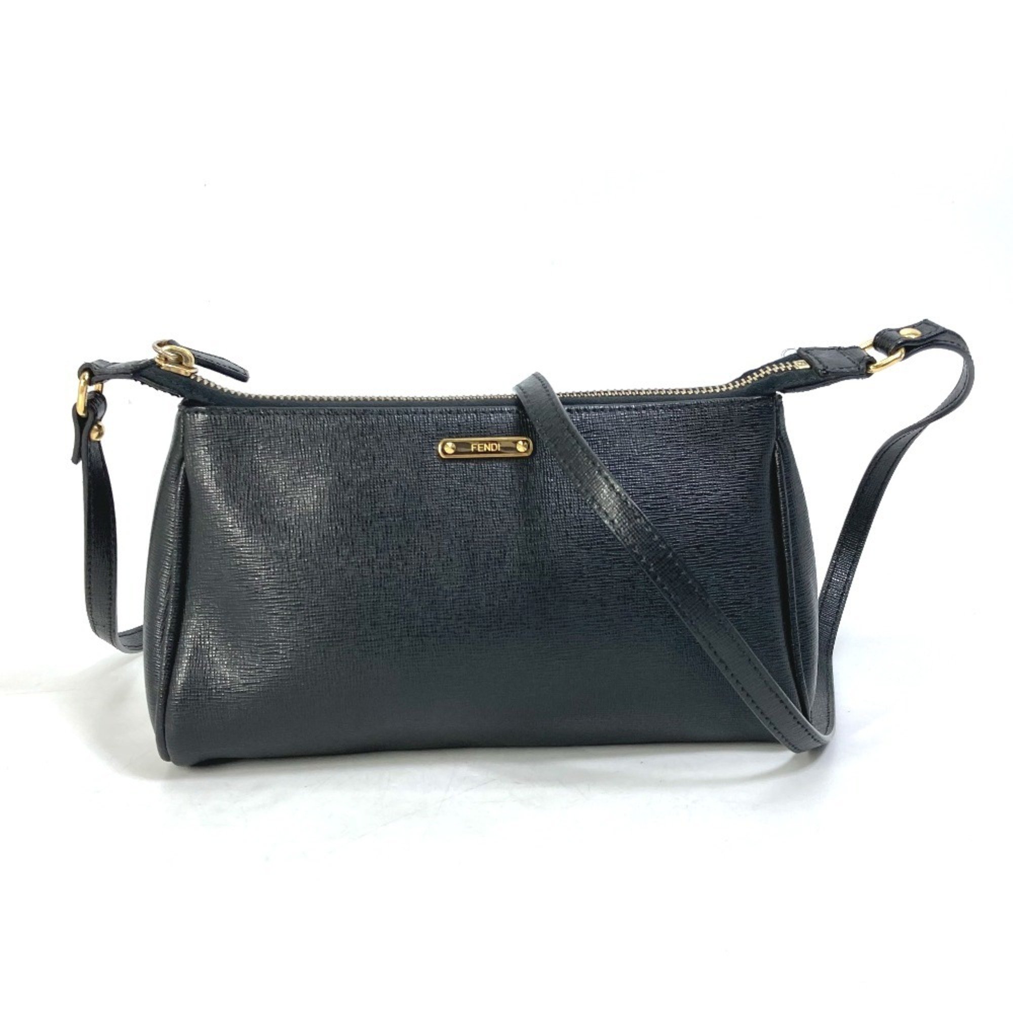 FENDI 8M0357 Pochette Shoulder Bag Leather Women's Black