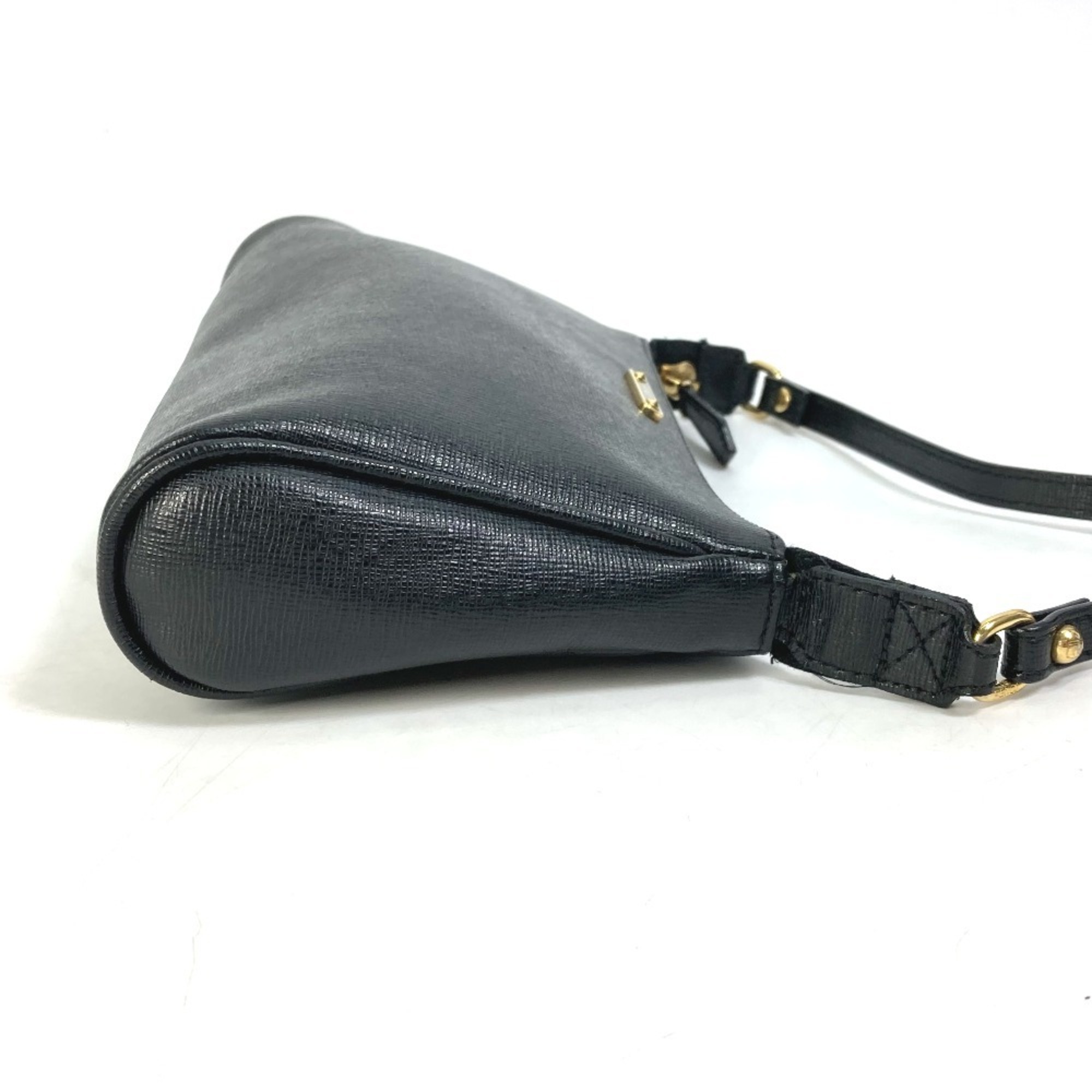 FENDI 8M0357 Pochette Shoulder Bag Leather Women's Black