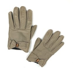 GUCCI Gucci Ribbon Wood Bamboo Gloves Leather Women's Beige